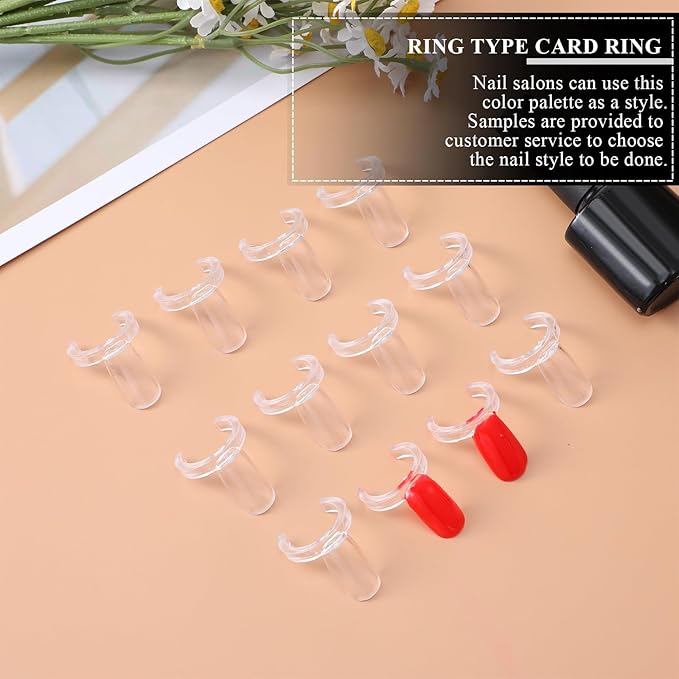 250Pcs Nail Rings Display, Reusable Ring Shape Nail Polish Display for Nails Art Polish Practice White Single Nails Color Swatches Professional Use or Beginner Exercises