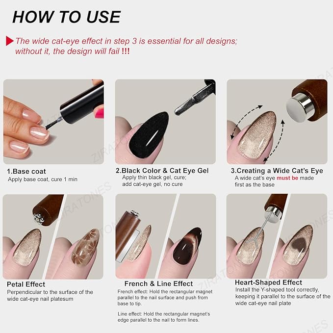 3 in 1 Nail Magnet, Multifunctional Cat Eye Gel Nail Polish Magnet Pen, 3D Magnetic Nail Polish Stick for Home DIY, Salon, Studio, Nail Art Design Tools