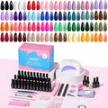Beetles Deal Box Gel Nail Polish Kit with U V Light - 32 Colors Gel Polish Cat Eye Top Coat 68 Pcs All-In-1 Nail Kit with TPO & HEMA Free Base and Top Coat Home Salon DIY Nails Tools Gifts for Women