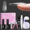 Beetles Tipex Lite Apex Nail Tips Kit, Coffin Long, 192pcs 16 Sizes,with UV Nail Glue, Base & Top Coat, Mini Nail Lamp, Nail Clipper & Cuticle Nipper,Pre-Building Pre-Etched Acrylic Tips Kit