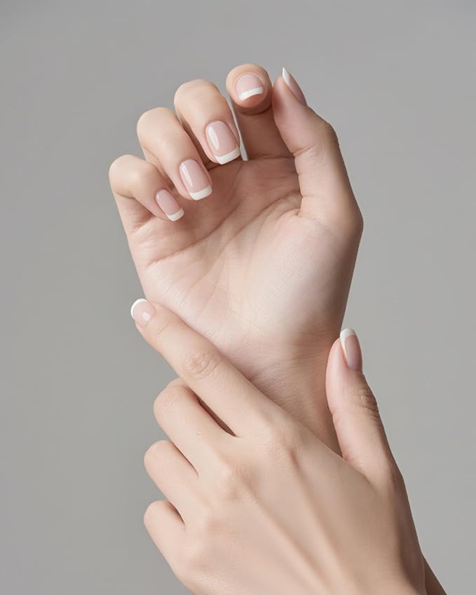 French-Inspired 20pcs Semi Cured Gel Nail Strips - Salon-Grade DIY Wraps with Glaze Texture, Easy Application, UV Light Required for Classic Nails