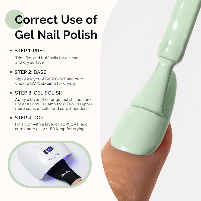 MelodySusie Hema Free Gel Nail Polish, 0.5 Fl Oz Thick Creamy Light Mint Green Gel Polish, Non-Toxic, Long Lasting, Soak Off UV Nail Polish, Manicure Nail Design Salon DIY Nail Art at Home K0836