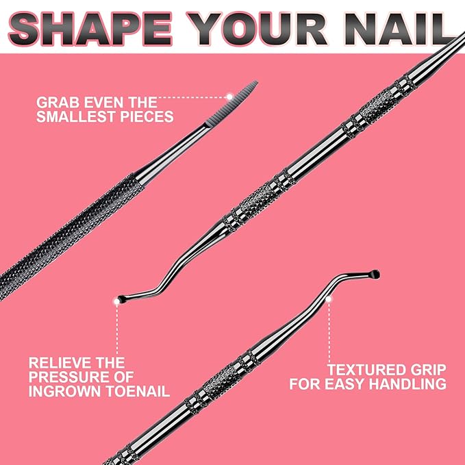 Teenitor Upgraded Pedicure Tools for Feet, Ingrown Toenail File and Lifters, Professional Ingrown Toenail Tool Ingrown Toenail Removal Kit, Black