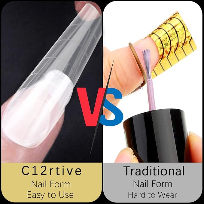 120Pcs Dual Nail Forms,Upper Arched Extension Poly nail gel Nail Forms Full Cover Reusable Nail Molds 12 Sizes for Nail Art Design Salon&DIY