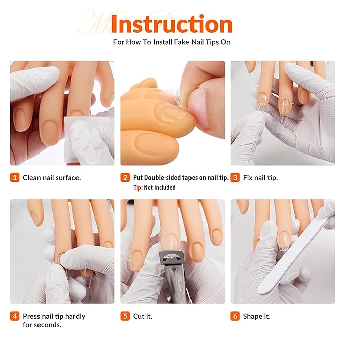 Nail Practice Hand for Acrylic Nails, Mannequin Hands for Nails Practice, Flexible Fake Hands to Practice Fake Nails Bendable Fake Hand Manicure Practice Hands Nail Art Training Hand 1Pc