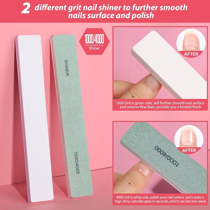 Teenitor 12pcs Nail Files and Buffers Set, Buffer Nail File 100/180 Fingernail Files for Women, Nail Buffer Block Emery Boards for Nails, 240 Grit Nail File