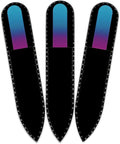 Mont Bleu Rainbow Crystal Nail File in Black Pouch - Small - Purse Size - Czech Tempered Glass - Handmade in Czech Republic - Washable Nail Files