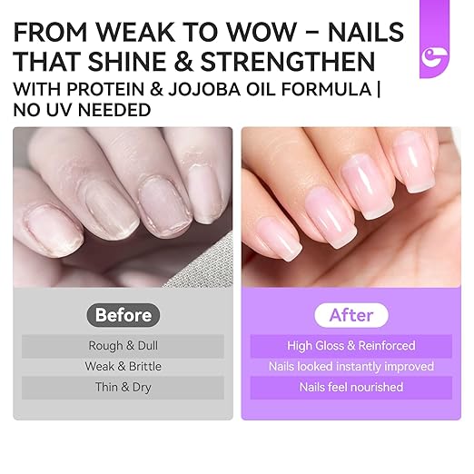 gelike ec Clear Nail Polish Strengthener and Growth: 15ml Natural Nail Hardener Extra Strong and Growth - Long Lasting Repair for Damaged Nails - Growth Oil for Daily Work Home Salon Gift