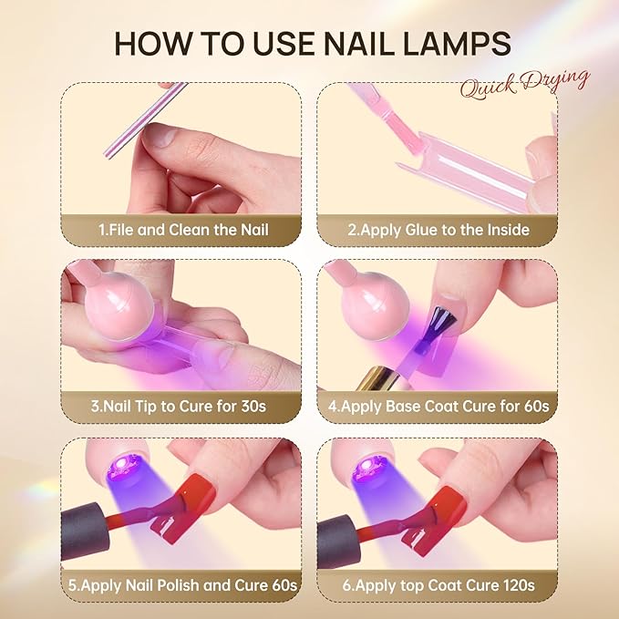 AORAEM UV LED Nail Lamp, Quick Drying UV Light for Gel Nails Foot Control LED Nail Cure Lamp, Flash Cure Light with Gooseneck and Clamp for Gel Nails, Pink