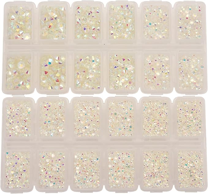 10000 Pieces Rhinestones 6 Sizes Round Crystal Glass Flat Back Rhinestones with 1Tweezers and 1Picking Pen for Nail Art Crafts Clothes Bags DIY (Paradise Shine)