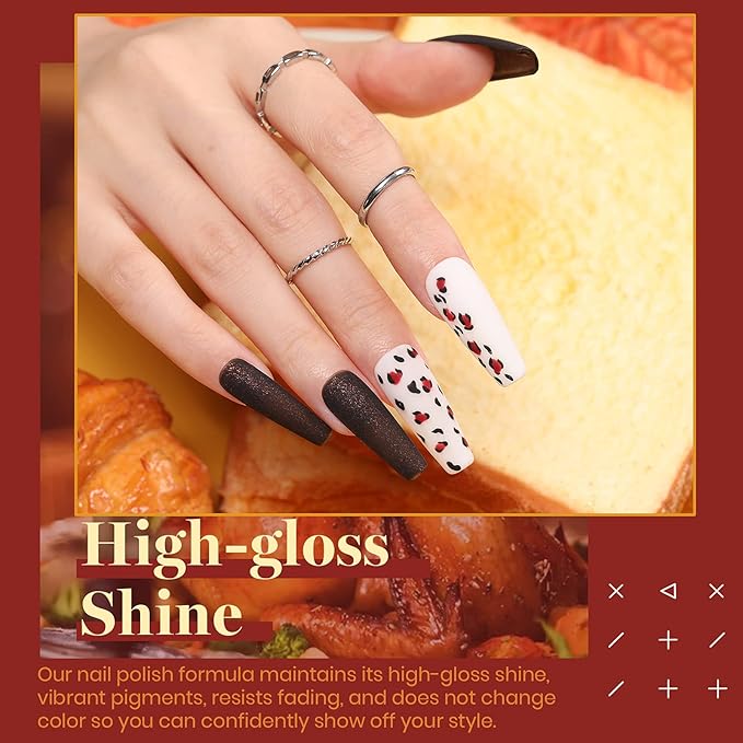Beetles 20 Pcs Gel Polish Kit - Cozy Campfire Collection Fall Winter Orange Yellow Green Soak Off Lamp Base Top Coat Nail Art Brushes Set Design Pen