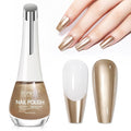 Champagne Mirror Nail Polish Quick Dry Metallic Nail Polish Non Gel High Glossy Nail Lacquer Air Dry Chrome Nails Polishes Oil-based Holo Fingernail and Toenail
