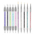 DANNEASY 10 Pieces Acrylic Nail Brush Dual Tipped Silicone Nail Tools Nail Dotting Tool Nail Painting Pen Nail Polish Carving Pen Liner Thin Nail Art Brush