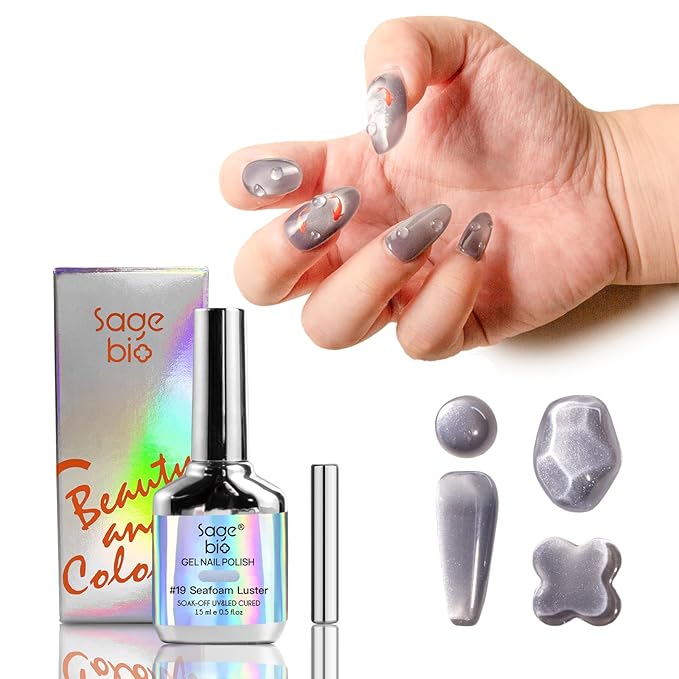 High-Density & Ultra-Bright Cat Eye Gel Nail Polish with Magnet Stick, 15ml Sparkling Magnetic Gel for DIY Manicure, Long-Lasting Shine - Seafoam Luster