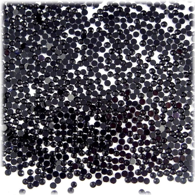 The Crafts Outlet 5,000pc Flatback Acrylic Rhinestones Round 2mm Tiny for Nails - Charcoal Gray