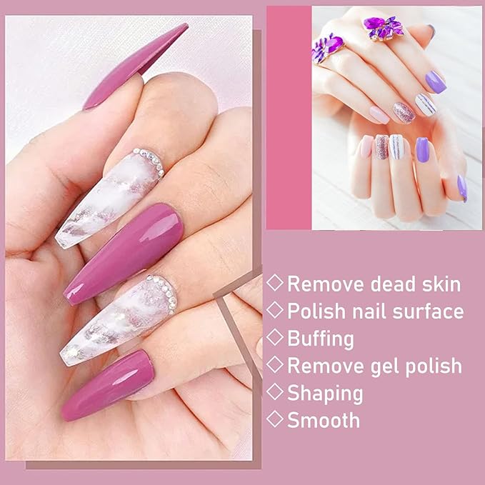 Sonew 10pcs Ceramic Nail Drill Bit Set, Gel Polish Cuticle Remover Bits, Nail Polishing Heads, Polish Removal Drill Bit, for Nail Artist Novice,
