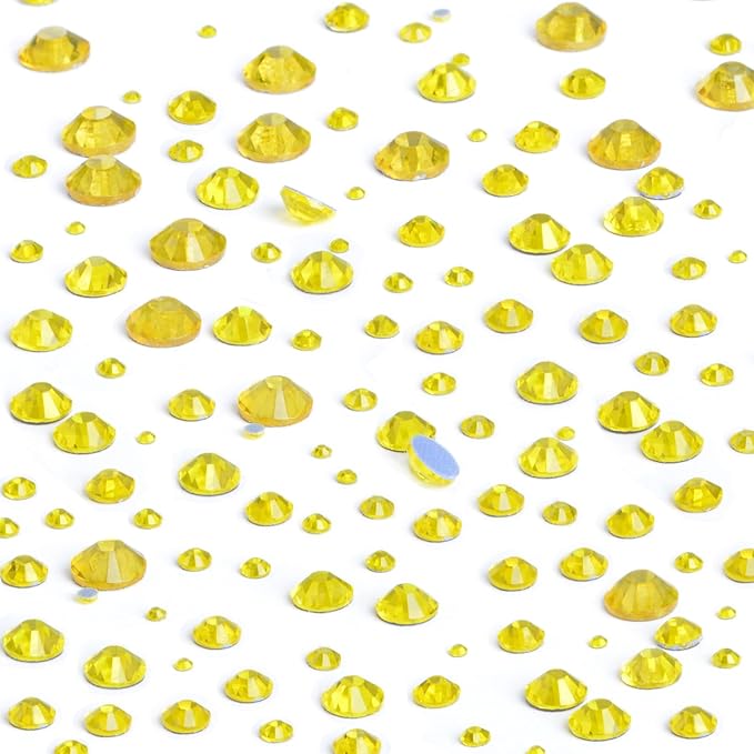 NCB Hotfix Iron on 8000pcs Crystal Rhinestones Round Gem for Crafts Decoration DIY Jewelry Making with a Tweezers and 2 Picking pens (Citrine, 6Sizes SS4-SS30)