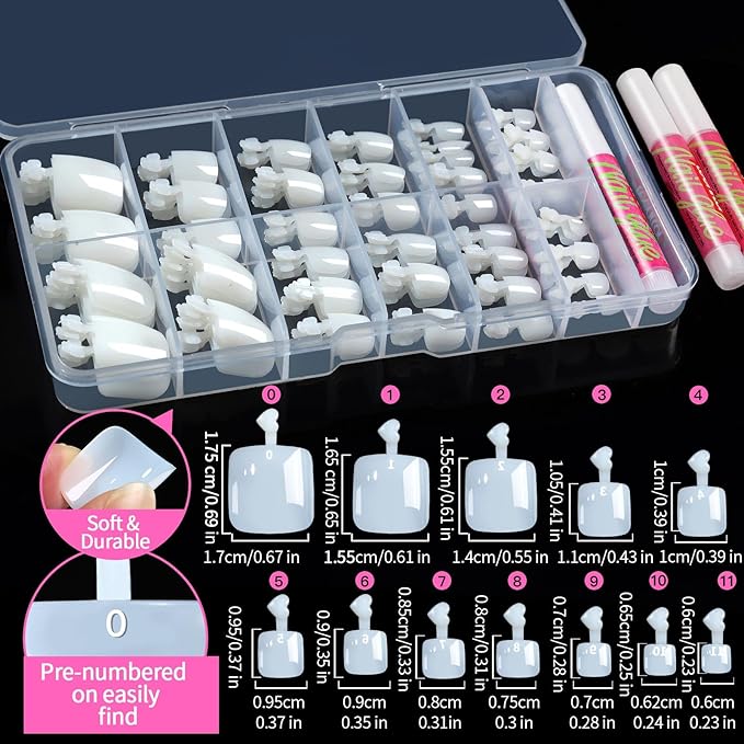 Teenitor 120pcs Natural Toe Nail Press ons, Press On Toenails for Women with Nail Glue, Toe Nail Tips Toe Press on Nails Fake Toenails Toe Tips