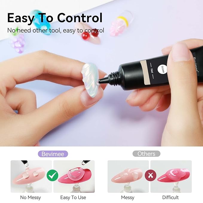 3D Nail Gel, Clear Sculpting Gel for Nail Art No Wipe Molding Gels For Nails, Easy To Sculpture Gels for 5D Nail Design, Nail Charm, Liner, Drawing, Embossing Nail Decoration DIY Manicure