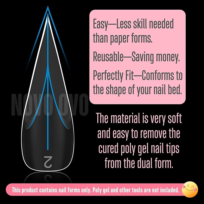 NOVO OVO Halloween Curved Stiletto Nail Dual Forms for Poly Gel Extension of 3D Eagle Claw, XL XXL Hawk Curve Sculptural Acrylic Nails, Reusable Full Cover Molds Nail Art Design 280 Pcs 14 sizes
