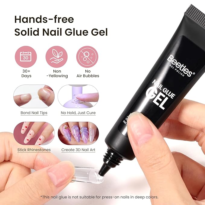 Beetles Gel Nail Kit Medium Coffin with Nail Dehydrator and Primer, 576Pcs Half Matte Etch-X Gel Nail Tips Solid Nail Glue Mini Nail Lamp Acrylic Nail Tips Easy DIY Nail Extension Set Gift for Women