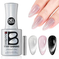 Beetles Stay Shining Silver Cat Eye Gel Nail Polish - 15ML Frosted Glow Silver Glitter Cat Eye Gel Polish with Magnet Soak Off UV Velvet Nail Polish Salon DIY Manicure Gift for Women