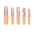 LOVFUL Press on Nails Pink Glitter | Handmade with Full Covered Crystals | Reusable Fake Nails | Square Long 2.2 in | H60-L
