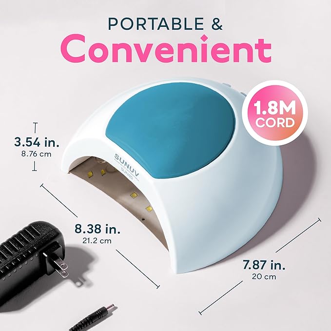 SUNUV UV LED Nail Lamp, LED UV Light for Gel Nails Polish with Removable Base, 4 Timer Settings Auto Sensor SUN2C Blue