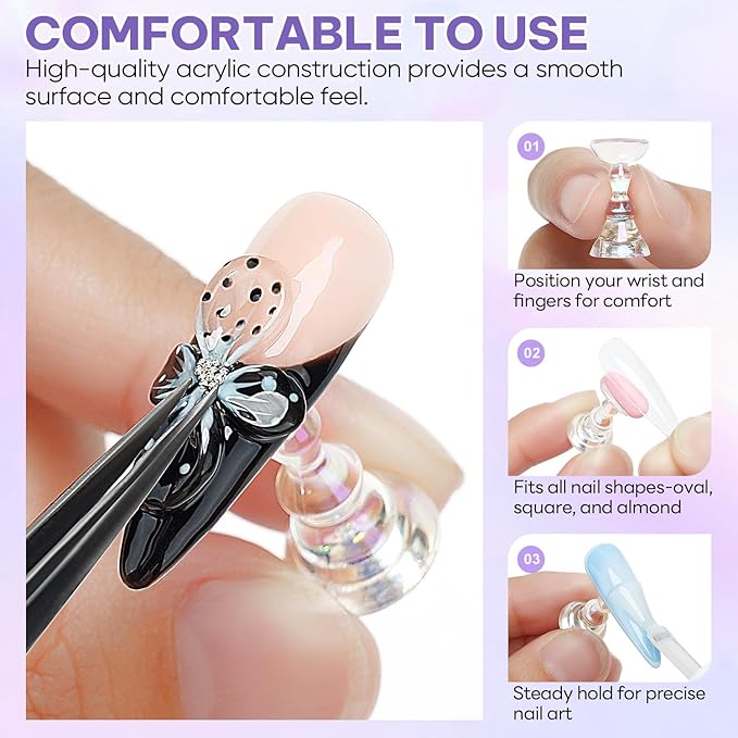 Nicedeco Nail Stand Display, DIY Magnetic Nail Holder for Nail Tips, Acrylic Nail Practice Holders Nail Painting Stand with 96Pcs Reusable Adhesive Putty for False Nail Tip Manicure Tool
