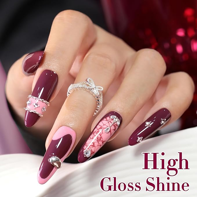 Double Rhythm 0.5 Oz Gel Nail Polish Neutral Natural Same Color Same Bottle Translucent Light Milky Pastel 15ML Manicure French Design Art DIY at Home (Bean Burgundy-A1519)
