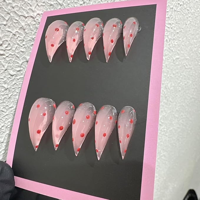 Handmade Press on Nails Curved Medium Eagle Claw False Nails White Nail Press ons Muti-Layer Gel Luxury Dragon Claw Handmade Nail Cute False Nails for Women (Size S)