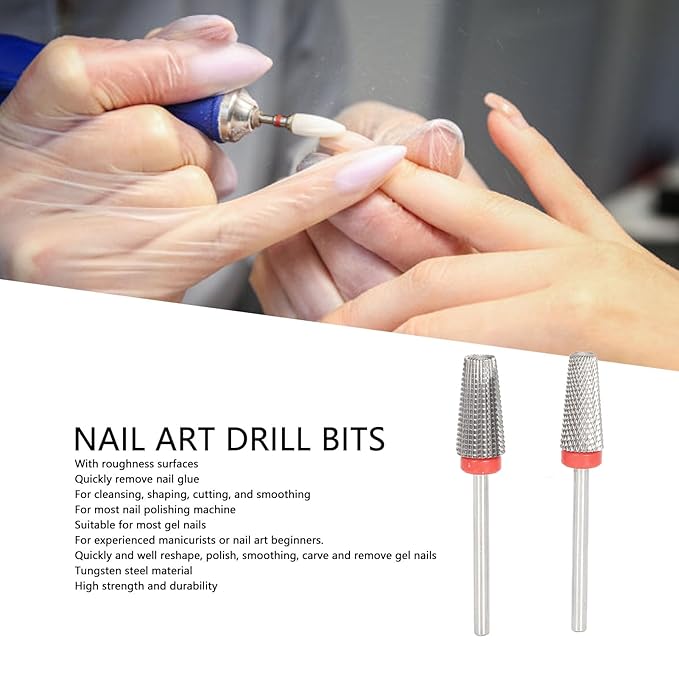 Nail Drill Bits, Drill Bits Nail Tech, Drill Bit Set, Nail Art Drill Bits Rough Surfaces Remove Nail Glue Nail Polishing Grinding Heads for Salon Use