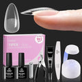 Beetles Tipex Lite Apex Nail Tips Kit, Almond Medium, 192pcs 16 Sizes, with UV Nail Glue, Base & Top Coat, Mini Nail Lamp, Nail Clipper & Cuticle Nipper, Pre-Building Pre-Etched Acrylic Tips Kit