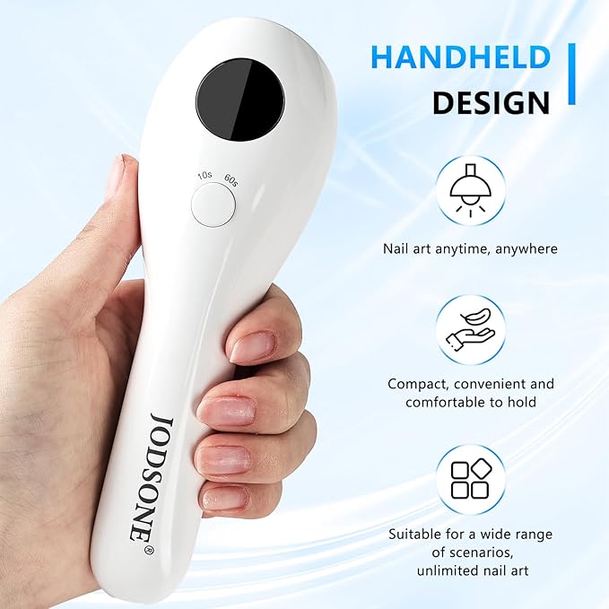JODSONE Cordless Mini U V Portable Handheld Nail Lamp Rechargeable Model with LED Display Fast Drying for Home Traveling