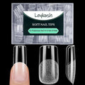 Medium Square Nail Tips, 216pcs Acrylic Fake Nails Gel Nail Tips Soft, Full Cover Pre-Shaped Matte Clear Press on Nails for Extension, Diy at Home Manicure 12 Sizes