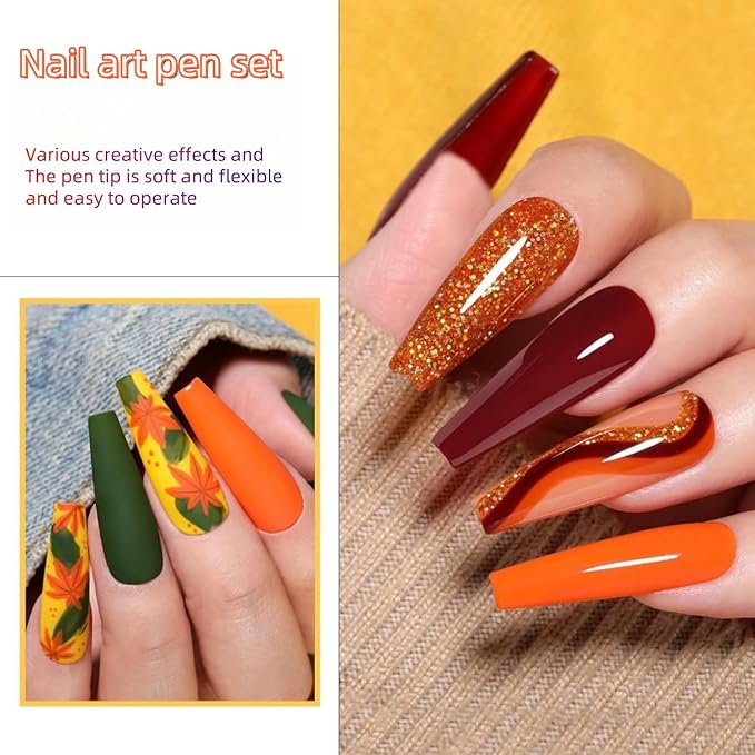 Nail Art Tool Set - 5 Dotting Tools & 5 Nail Liner Brushes for Salon, Professionals & Beginners