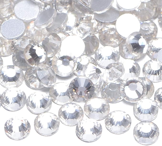 NCB 3000pcs Flatback Round Glass Nail Art Rhinestones Crystal for DIY Making Accessories Shoes, Clothes, Face Art, Bags, Manicure (Crystal, SS5 3000pcs)