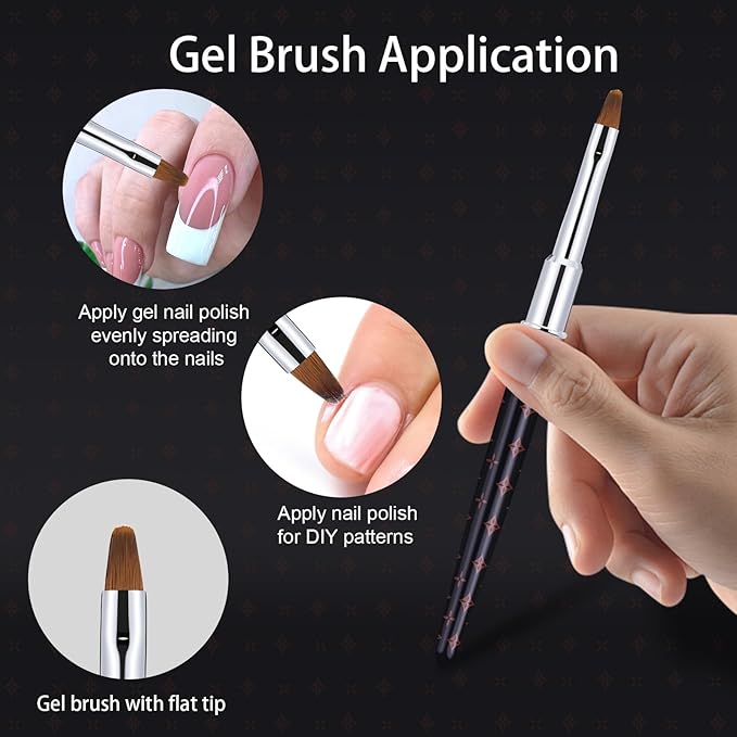 2Pcs Acrylic Nail Brushes Set, 100% Pure Kolinsky Size 8 Nail Art Brush & Small Clean Up Brush, Art Design & Polish Mistake Cleaning Manicure Tools for Women Acrylic Application