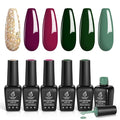 Beetles Gel Nail Polish Set, Burgundy Purple Red Green Glitter Gel Polish Soak Off Nail Art Beauty Gift Set for Women