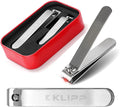 Nail Clipper Set for Men & Women – Stainless Steel Fingernail Clipper & Toe Nail Clippers with Curved & Straight Blades Toe Professional Nail Cutter Kit with Tin Case for Gift & Travel