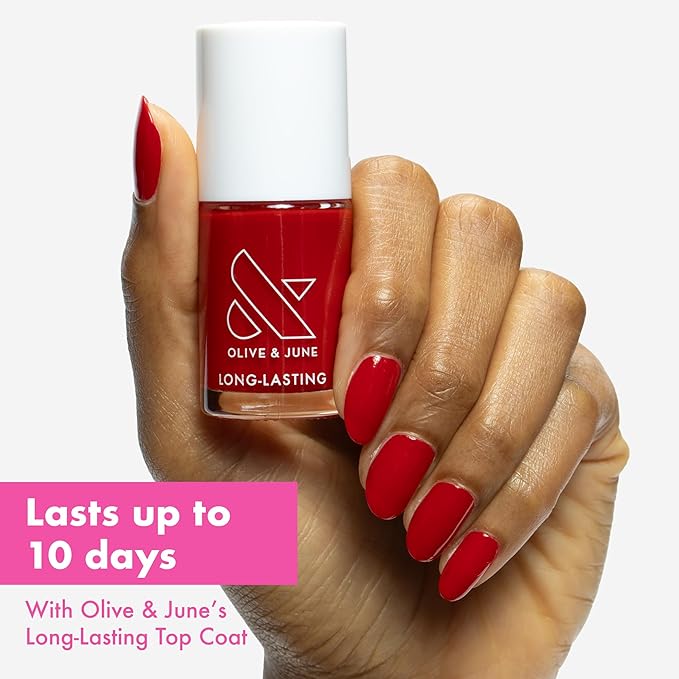 Olive & June Long Lasting Nail Polish | Plump Gel-Like Finish No Lamp Needed | Lasts up to 10 days | Salon-Quality Color at Home | 15-Free, Vegan & Cruelty-Free Chip-Resistant Shine | Secret Recipe