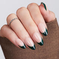 Modelones Green French Tip Press on Nails Almond, St Patricks Day Spring Short Almond Fake Nails, Nail Kit with Nail Glue Adhesive Tabs Mini Nail File, Nails Press Ons 32Pcs16 Sizes