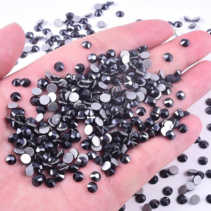 Blinginbox 1440 Pieces SS16/3.8-4mm Flat Back Crystal Rhinestones Round Gems for Nail Art,Jet Hematite