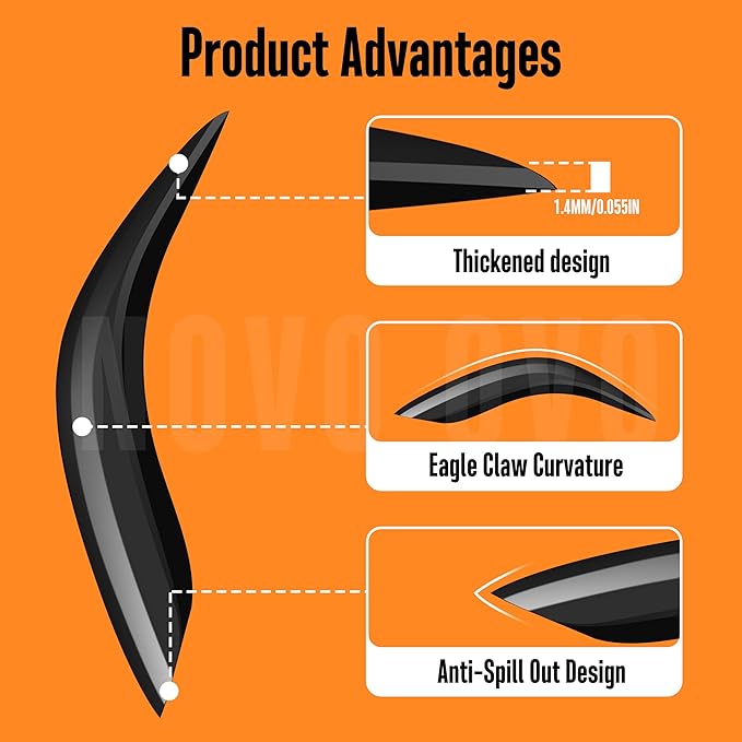 NOVO OVO Halloween Black Nail Tips Curved Stiletto, Full Cover Gel x Extension kit for 3D Eagle Claw nails, Extra Thick Hawk Deep Curve Almond French Tips Soft False Fake Acrylic Nail 12 Size 120pc