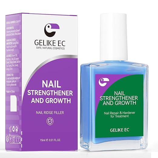 gelike ec Nail Strengthener and Growth Polish: Milky Blue Quick Dry Nail Hardener Repair Damaged Thin Nails for Women After Gel Removal With Multi-Vitamins and Protein 16ml Vegan