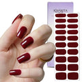 Semi Cured Gel Nail Strips – Real Gel Nail Polish Wraps | Long Lasting Easy Peel-Off Removal | Hema-Free | 20-Piece Solid Deep Red Burgundy Salon Sticker Kit with File & Stick