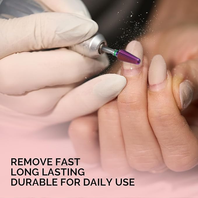 MelodySusie Professional Tornado Nail Drill Bits, 3/32'' Carbide Tungsten Multi-function Bits, Suitable for Manicure Pedicure Cuticle Gel Polishing, Salon Bits, Purple, Series Bit-X, Coarse