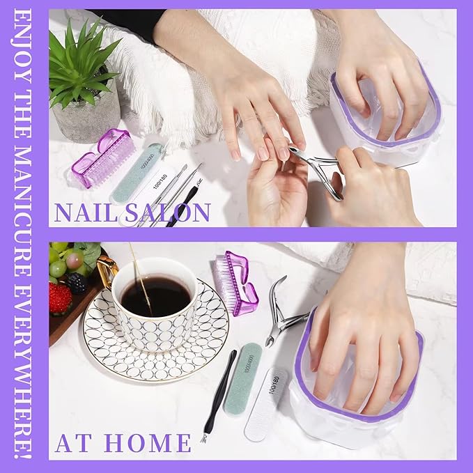 FANDAMEI Nail Soaking Bowl, Nail Soak Off Bowl, Dip Powder Remover Tools, Nail Remover Bowl, Manicure Bowls Nail Soaking, Cuticle Kit