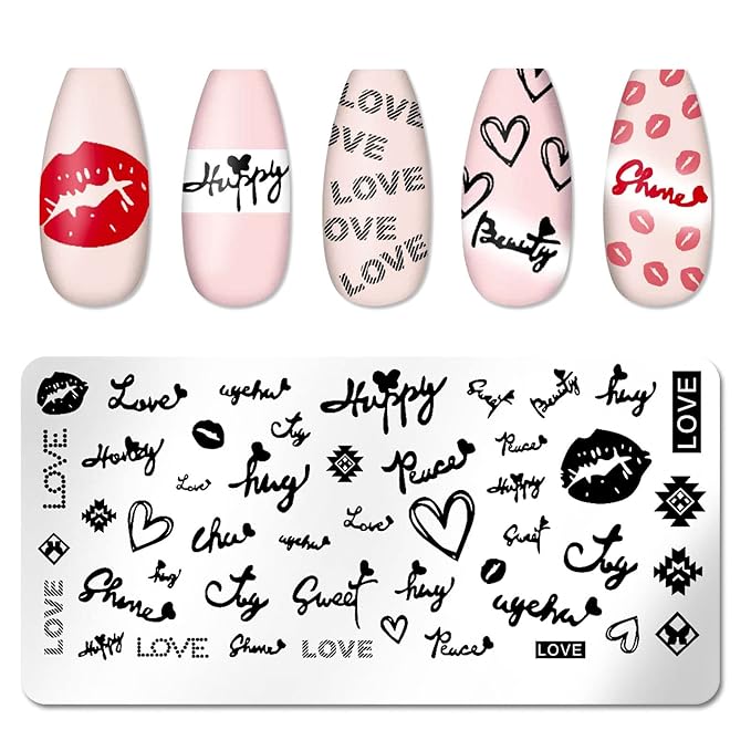JERCLITY 6pcs Nail Stamping Plate Nature Pattern Bowknot Love Heart Leaf Image Pattern Nail Art Stamping Kit for Nails