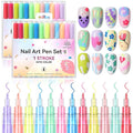 BORN PRETTY Nail Art Pens Set 12 Colors - Spring Summer Neon Colors 3D Nail Polish Acrylic Paint Pens Quick Dry Nail Markers for Nail Art Drawing Painting Dotting Liner Pen DIY Manicure Tools